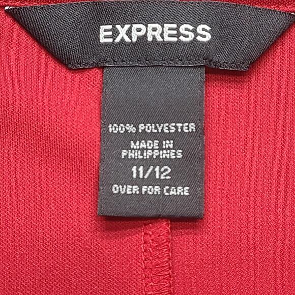 Express Dress Womens 11/12 Wrap A Line Ruffle Short Sleeve V Neck Midi Cocktail - Picture 7 of 9